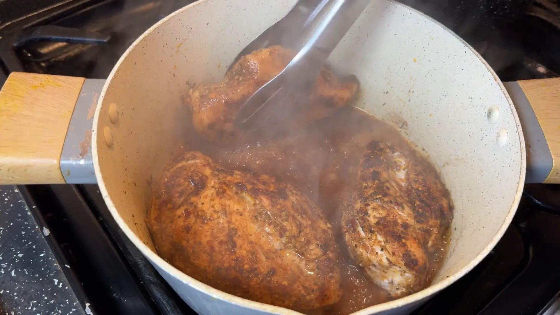 Cooking chicken in the pot